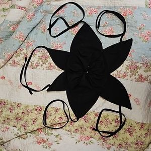 Black Flower Shape Tie on Halter top Size M